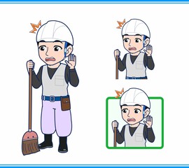 工事現場にいる作業員の男性