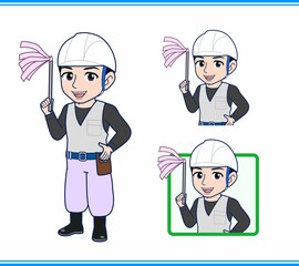 工事現場にいる作業員の男性