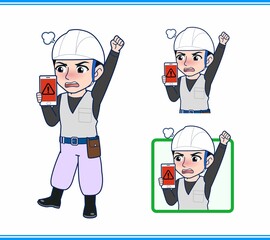 工事現場にいる作業員の男性