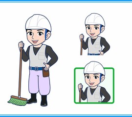 工事現場にいる作業員の男性