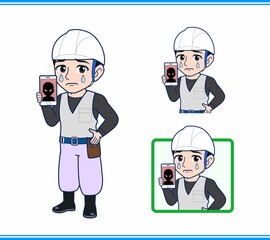 工事現場にいる作業員の男性