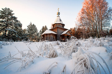 church in the snow