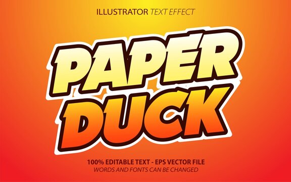 Paper Duck, 3d cartoon style editable text effect Premium Vector
