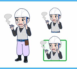 工事現場にいる作業員の男性