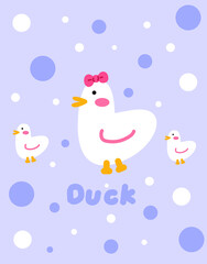 Cartoon Duck Polka Dot Vertical Tapestry