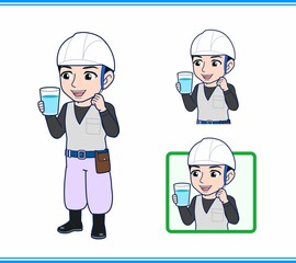 工事現場にいる作業員の男性