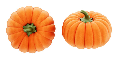 Pumpkins isolated on white background. 3D illustration