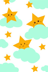 Cartoon stars and clouds small fresh strip carpet