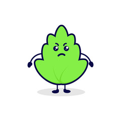 Leaf angry cute character illustration