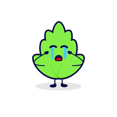Leaf cry cute character illustration