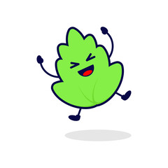 Leaf happy cute character illustration