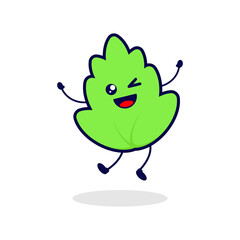 Leaf jump cute character illustration