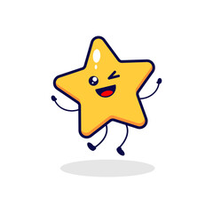Star jump cute character illustration