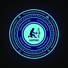 Sagittarus vector illustration with a magic ring looks energetic.