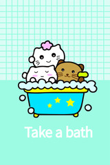 Cartoon shower door curtain vector design