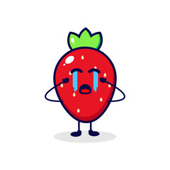 Strawberry cry cute character illustration