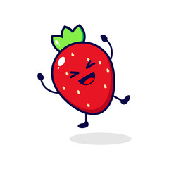 Strawberry happy cute character illustration