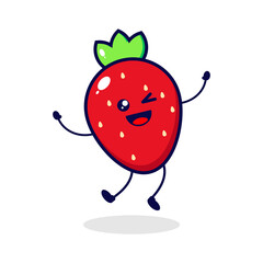 Strawberry jump cute character illustration