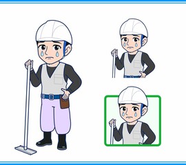 工事現場にいる作業員の男性