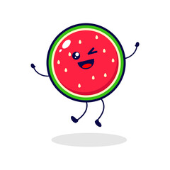 Watermelon jump cute character illustration