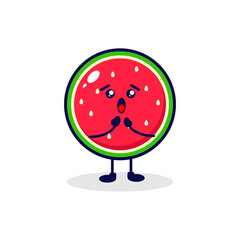 Watermelon surprised cute character illustration