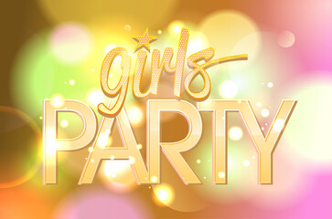 Girl's party invitation vector card