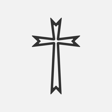 Christian Cross icon logo app, UI. Vector illustration.