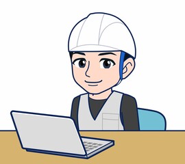 工事現場にいる作業員の男性