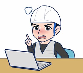 工事現場にいる作業員の男性