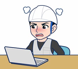 工事現場にいる作業員の男性