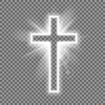 Christian heaven. Holy light glow effect. Vector shine symbol of christianity illustration. Vector illustration.