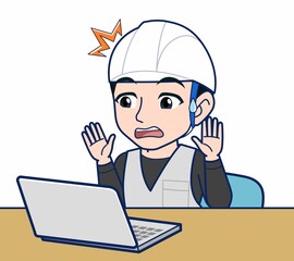 工事現場にいる作業員の男性