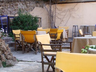 Taverna Restaurant Bar Café in Griechenland nahe Olympia im Frühling