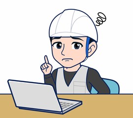 工事現場にいる作業員の男性