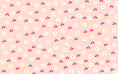 Cartoon Flowers Cherry Wallpaper Wall Sticker