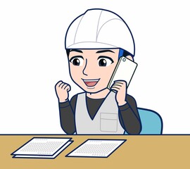 工事現場にいる作業員の男性