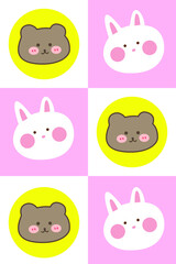 Cartoon bear bunny carpet vector design illustration