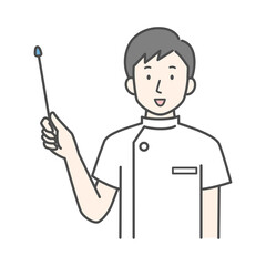 支持棒を持っている男性看護師