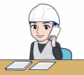 工事現場にいる作業員の男性