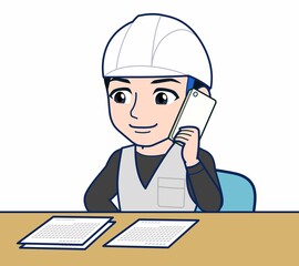 工事現場にいる作業員の男性