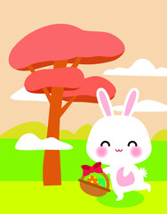 Cartoon landscape and bunny vector design illustration