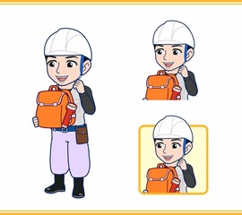 工事現場にいる作業員の男性