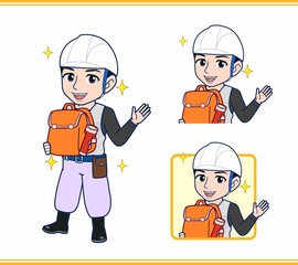 工事現場にいる作業員の男性