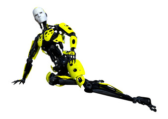 3D Rendering Male Robot on White