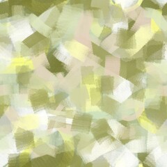 Seamless pattern of abstract shapes in yellow and green shades for textiles.