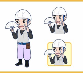 工事現場にいる作業員の男性