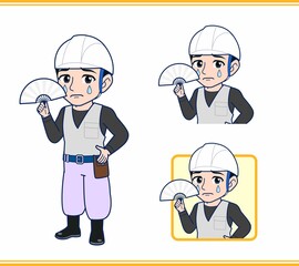 工事現場にいる作業員の男性