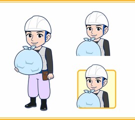 工事現場にいる作業員の男性