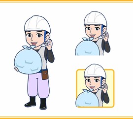 工事現場にいる作業員の男性