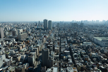 Residential area in Tokyo seen from above 
